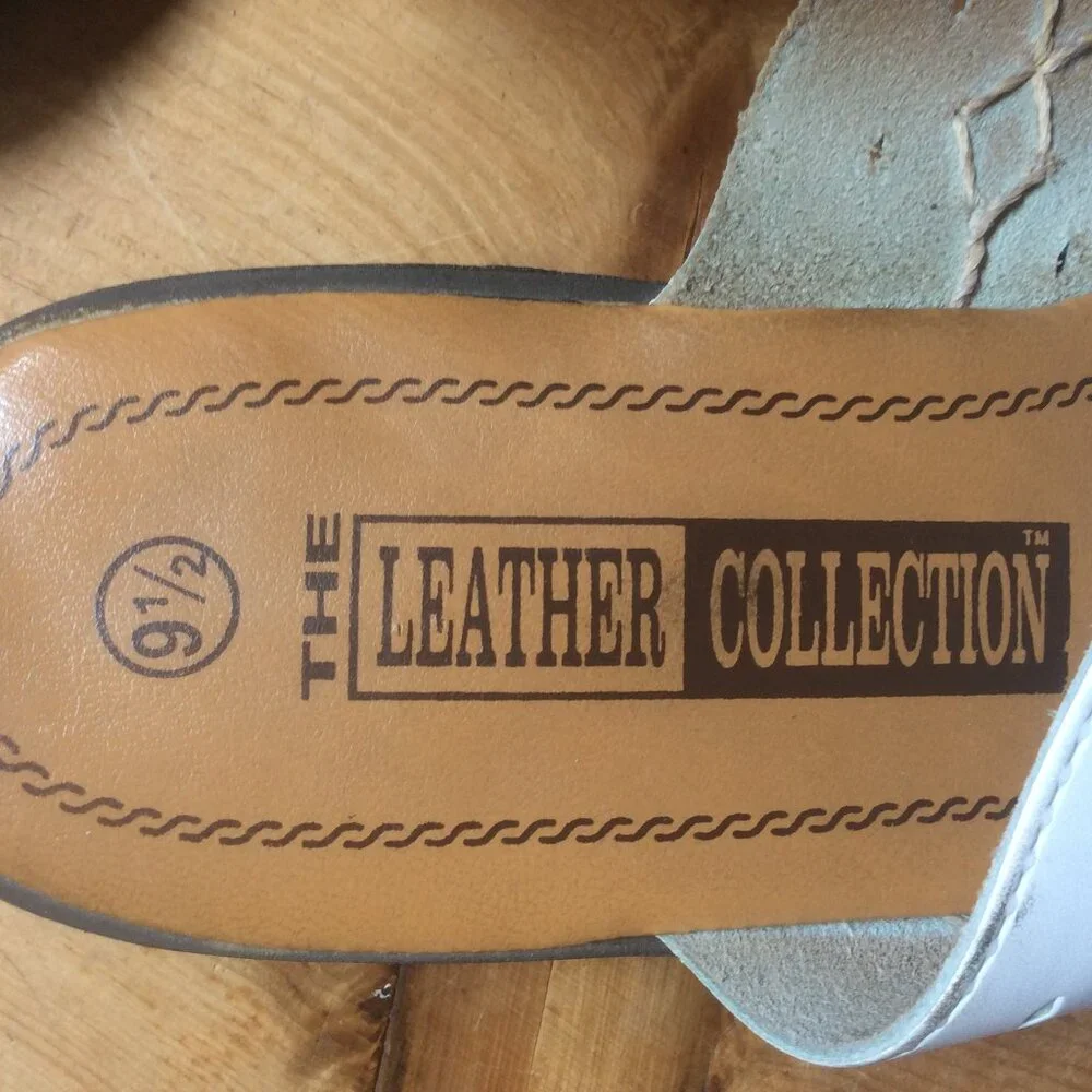 The Genuine Leather Collection White Western Thong Sandals Size 9.5 - Picture 6 of 9